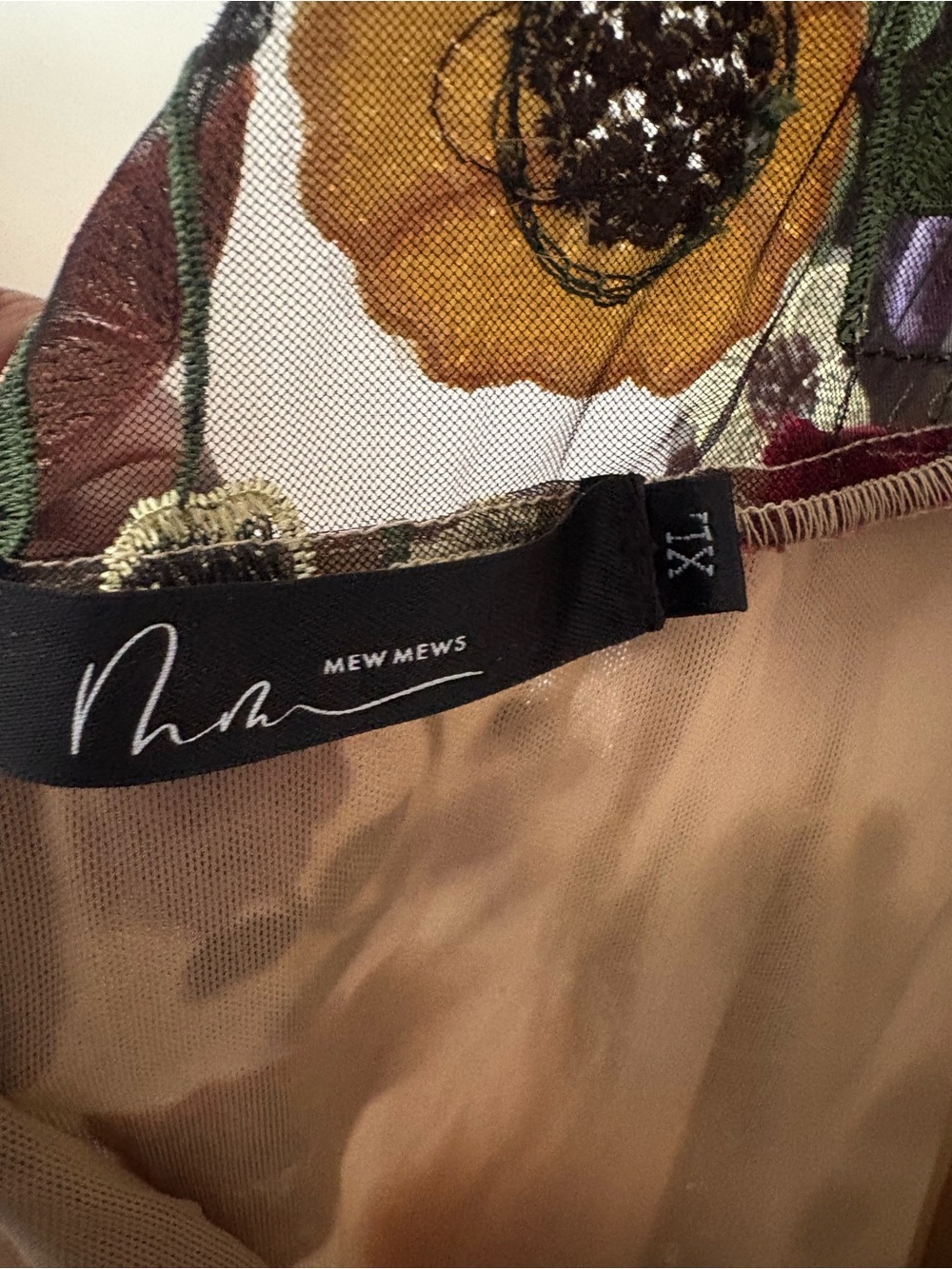 Black Sheer Backless Dress with Multicolor Floral Appliqué - Picture 4 of 4